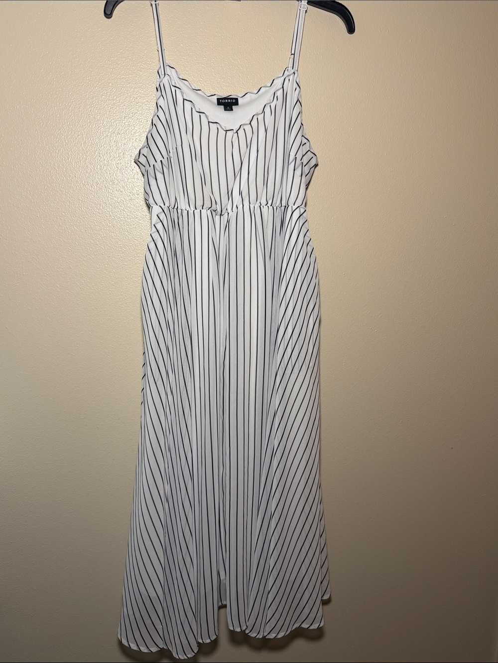 Forever 21 White Maxi Dress with Black Pinstripes